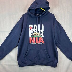 California Republic Hoodie Sweatshirt Mens XL Blue Bear Graphic Freeway Exchange